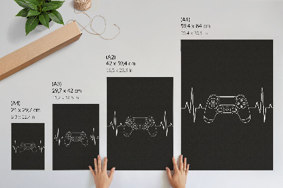 Dekorativni plakat Minimalistička tema za igre, crno-bijelo srce