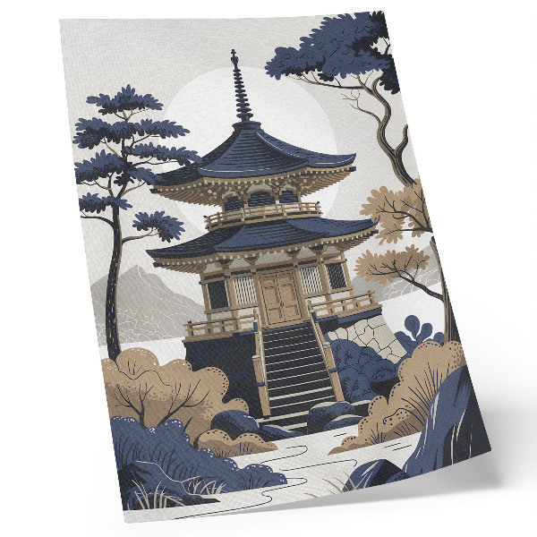 Dekorativni plakat Pagoda, drvo, planina, mir, harmonija