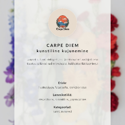 Plakat Zmaj među cvijećem i valovima, dinamična kompozicija