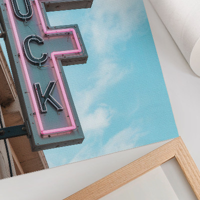 Tisak na platno Neonski retro znak plavo nebo intenzivne boje