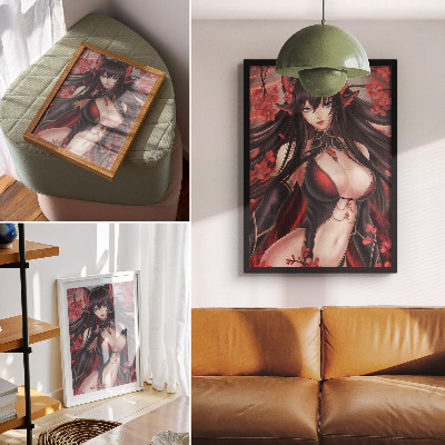 Tisak na platno Anime ljepota elegancija, dinamična crvena crna
