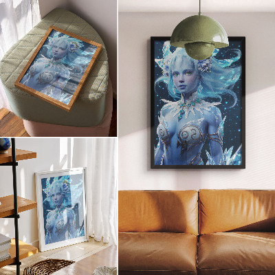 Plakat Fantastična atmosfera, čarobna figura, kristali leda