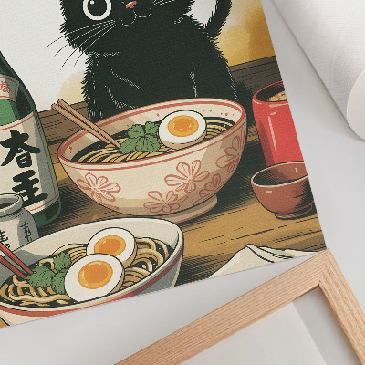 Dekorativni plakat Boca sakea s crnim mačjim ramenom, japanski motiv