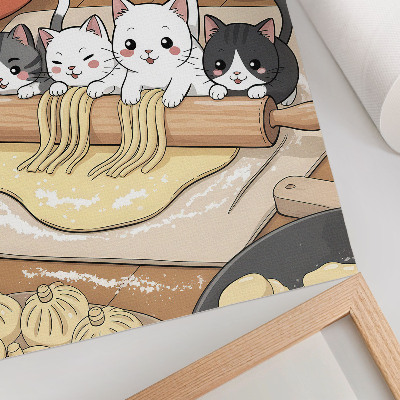 Zidni plakat Ilustracija mačića u kuhinji u toploj paleti boja