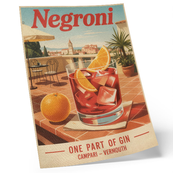Zidni plakat Narančasto piće na terasi, retro atmosfera