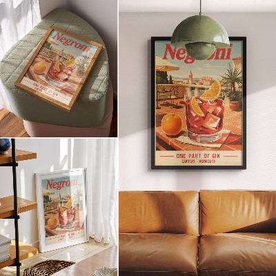 Zidni plakat Narančasto piće na terasi, retro atmosfera