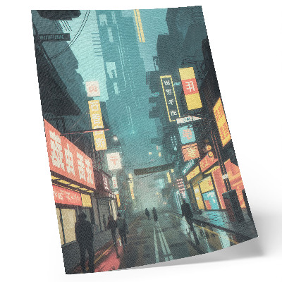 Dekorativni plakat Urbana noćna scena s retro-futurističkim stilom i neonskim svjetlima