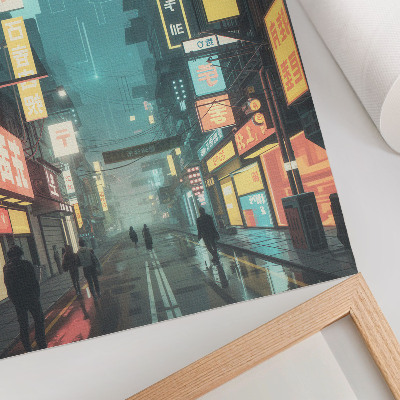 Dekorativni plakat Urbana noćna scena s retro-futurističkim stilom i neonskim svjetlima