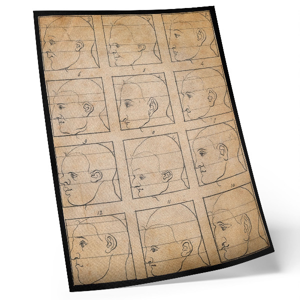 Plakat Dvanaest ljudskih profila u obrisu - crtež Alberta Dürera, oko 1794.