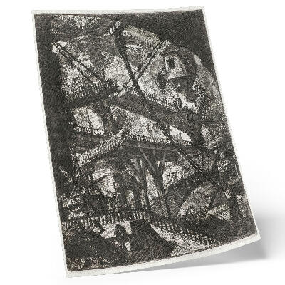 Tisak na platno Pokretni most, ploča VII iz ciklusa Carceri d'Invenzione, Giovanni Battista Piranesi