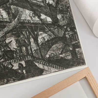 Tisak na platno Pokretni most, ploča VII iz ciklusa Carceri d'Invenzione, Giovanni Battista Piranesi