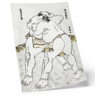 Tisak na platno Sumo hrvači Katsushikija Hokusaija (1760. – 1849.), starinski japanski drvorezbarski otisak