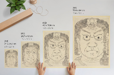 Tisak na platno Maska Fudō Myōō, škola Katsushika Hokusai
