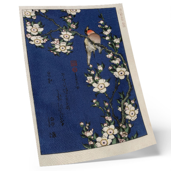Zidni plakat Katsushika Hokusai (1760-1849), Robin na grani trešnjinog cvijeta