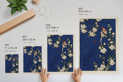 Zidni plakat Katsushika Hokusai (1760-1849), Robin na grani trešnjinog cvijeta