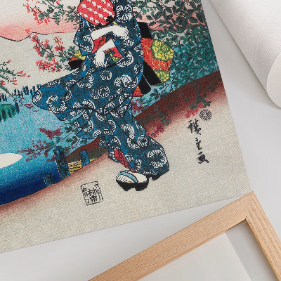Tisak na platno Japanka (1844-1846), starinski drvorez Utagawa Hiroshigea
