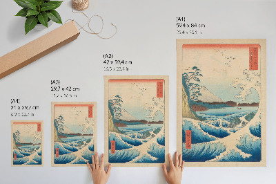Dekorativni plakat Veliki val na plaži Satta u Surugi, iz serije Trideset i šest pogleda na Fuji (Fuji Sanjuroku Kei) Utagave Kuniyosa