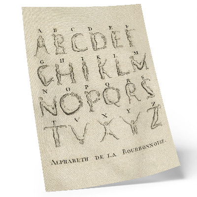Zidni plakat Gola abeceda; Alphabet de la Bourbonnoise (1790.)