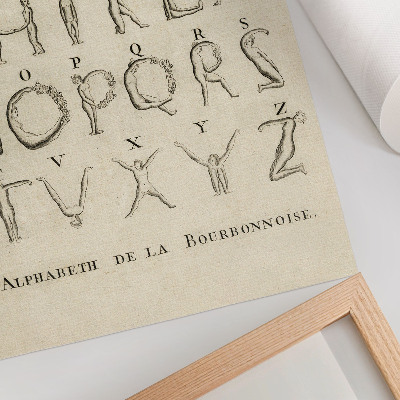 Zidni plakat Gola abeceda; Alphabet de la Bourbonnoise (1790.)