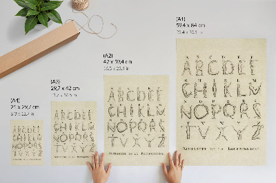 Zidni plakat Gola abeceda; Alphabet de la Bourbonnoise (1790.)