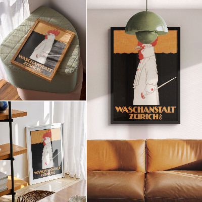 Zidni plakat Waschanstalt Zurich (1905.), povijesni reklamni plakat Roberta Hardmeyera