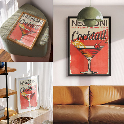 Dekorativni plakat Negroni koktel s limunom i višnjom