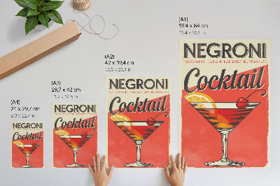 Dekorativni plakat Negroni koktel s limunom i višnjom