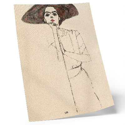 Zidni plakat Portret žene (1910.) Egona Schielea – ženski crtež linija iz zbirke Muzeja MET
