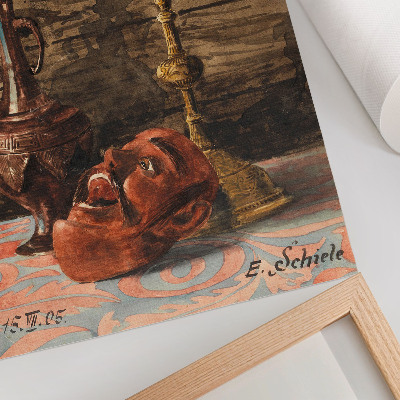 Zidni plakat Mrtva priroda sa svijećnjakom, vazom i maskom, Egon Schiele