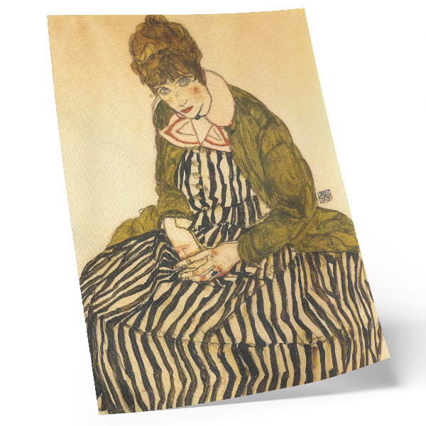 Zidni plakat Portret Edith Schiele u prugastoj haljini (1915.) autora Egona Schielea