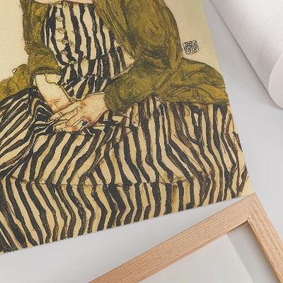 Zidni plakat Portret Edith Schiele u prugastoj haljini (1915.) autora Egona Schielea