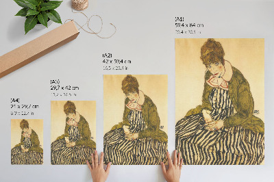 Zidni plakat Portret Edith Schiele u prugastoj haljini (1915.) autora Egona Schielea
