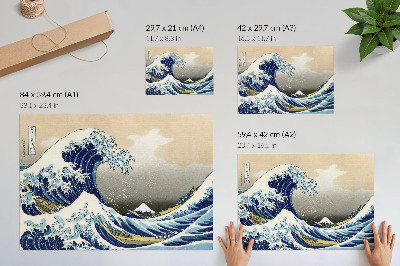Stilski zidni plakat Veliki val kod Kanagawe (1760. – 1849.) Hokusaija – japanski ukiyo-e drveni otisak