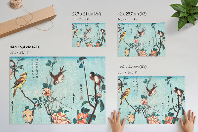 Umjetnički print Japanske ptice i cvijeće (1833.) – starinski otisci od drveta Utagawe Hiroshigea