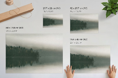 Plakat Magloviti šumski krajolik uz jezero