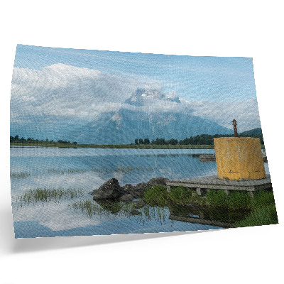 Stilski zidni plakat Planine, jezero, oblaci, most