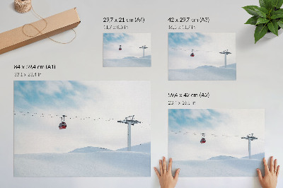 Plakat na platnu Planine, žičara, nebo, dinamički kontrast boja