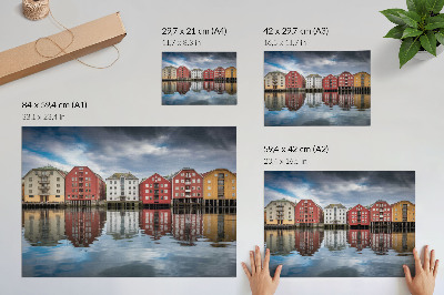 Plakat na platnu Šarene zgrade uz vodu - skladan sastav