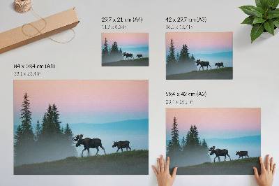 Umjetnički print Los ujutro na pozadini magle i drveća