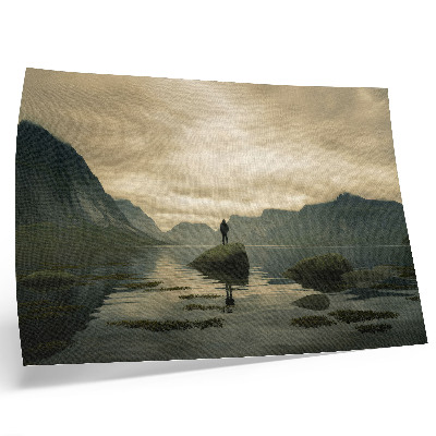 Plakat Planine jezero osoba mirno sklad prirode