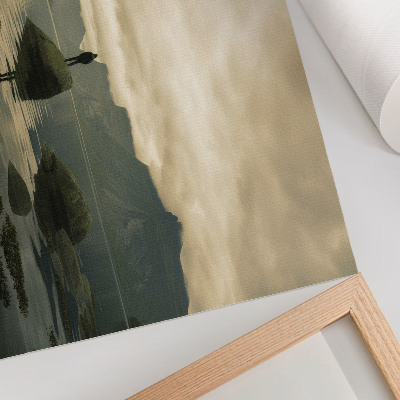Plakat Planine jezero osoba mirno sklad prirode