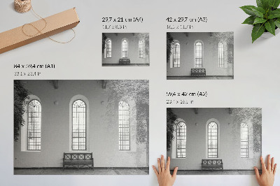 Stilski zidni plakat Minimalistički interijer s prozorima i biljkama