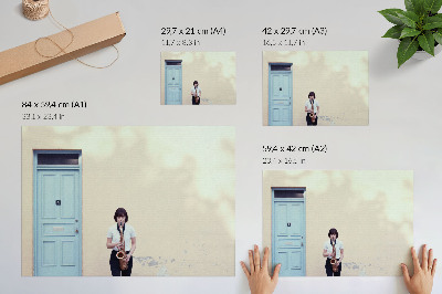 Plakat Minimalizam, jarke boje, mir, glazba na vratima