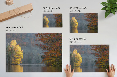 Stilski zidni plakat Jesenske boje, jezero, mirna atmosfera, harmonija