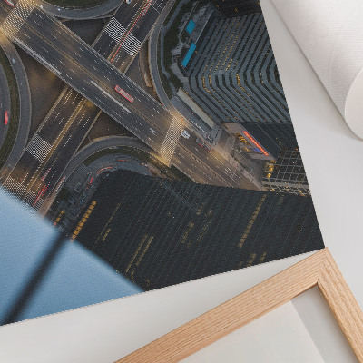 Plakat na platnu Panorama grada odozgo, svjetla noću, modernost