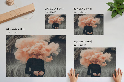 Umjetnički print Lik s oblakom narančastog dima umjesto glave