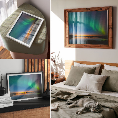 Umjetnički print Aurora nad jezerom, čarobna atmosfera