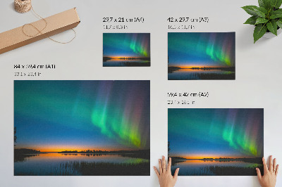 Umjetnički print Aurora nad jezerom, čarobna atmosfera