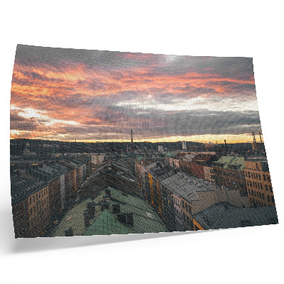 Plakat Zalazak sunca nad bojama panorame grada