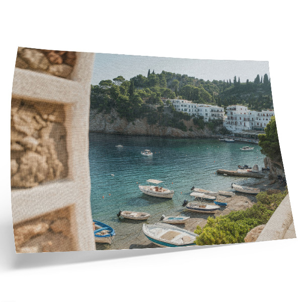 Stilski zidni plakat Zaljev Boats Mediteranska brda